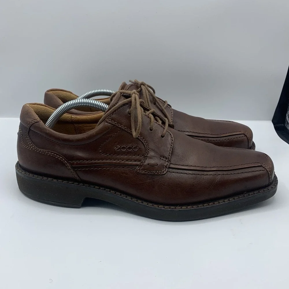ECCO Men's Seattle Bicycle-Toe Oxford Brown Leather Sz 43 EU 9-9.5 US
